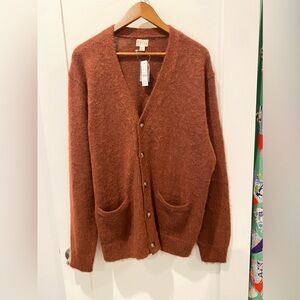NWT jcrew Alpaca-blend V-neck cardigan sweater in Heather rust xl